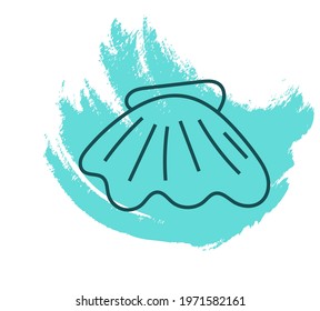 Bay scallop seashell, icon illustration, vector on white background