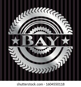 Bay silvery badge or emblem. Vector Illustration. Mosaic.