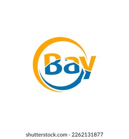 Bay text logo design vector isolated on white background.