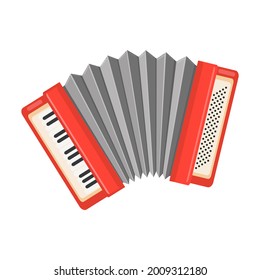 Bayan. Accordion. Chromatic accordion. Musical instrument. Vector. A close-up.