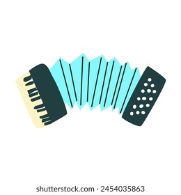 Bayan or accordion folk music instrument, cartoon icon isolated on white background. Vector illustration for music banner, background, poster, invitation card. 