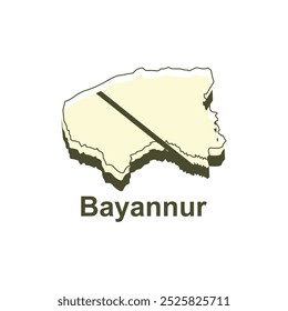 Bayannur map flat icon illustration, Vector map of Chinese with named governance and travel icons template