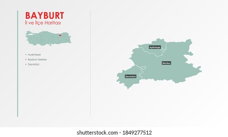 Bayburt City and Districts Illustration Vector Map
