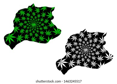 Bayburt (Provinces of the Republic of Turkey) map is designed cannabis leaf green and black, Bayburt ili map made of marijuana (marihuana,THC) foliage,