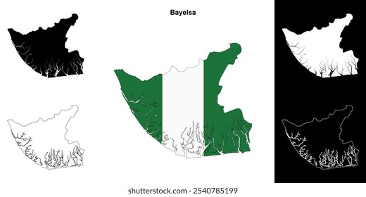 Bayelsa state outline map set