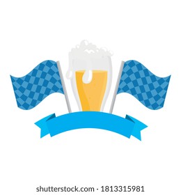 bayern flags with beer glass design, Oktoberfest germany festival and celebration theme Vector illustration