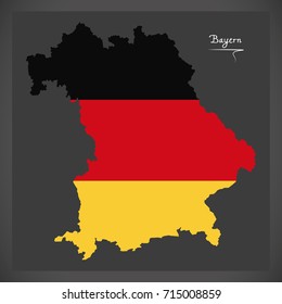 Bayern map of Germany with German national flag illustration