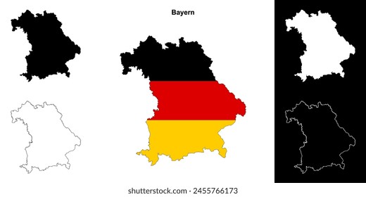 Bayern state outline map set