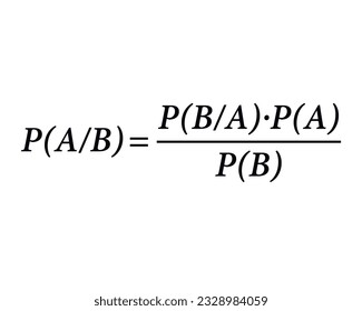 Teorema de Bayes sobre el fondo blanco. Bayes gobierna. El concepto en la teoría de decisiones. Ilustración vectorial. 