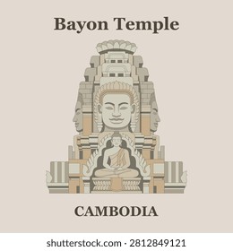 bayon temple buddha khmer architect vector