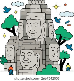 Bayon Temple illustration art vector