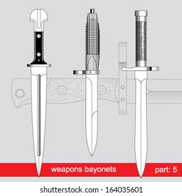 bayonets and tactical knives. equipment of different armies in the world. graphical vector set