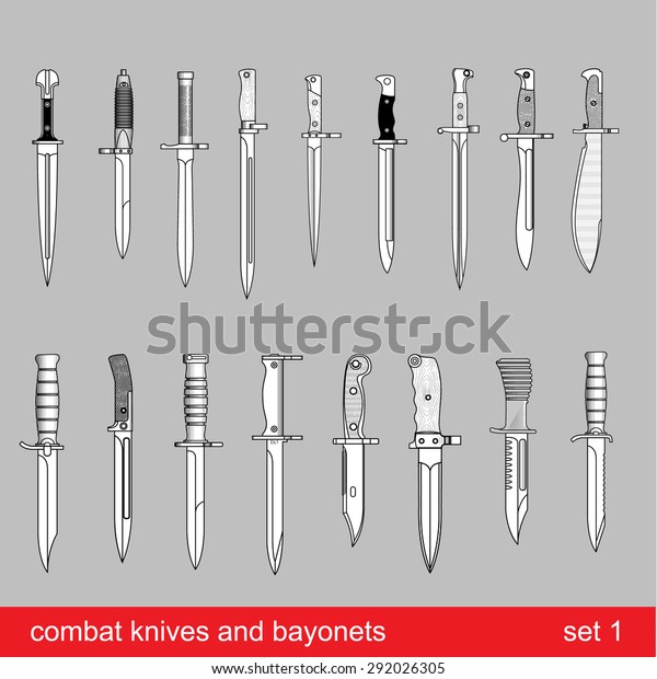 Bayonets Tactical Knives Equipment Different Armies Stock Vector ...