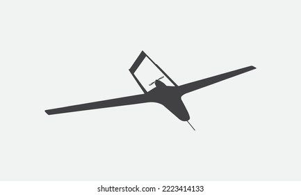Bayraktar TB2 unmanned aerial vehicle SIHA silhouette vector on a white background.Vector drawing of unmanned combat aerial vehicle. Side view. Image for illustration and infographics. svg