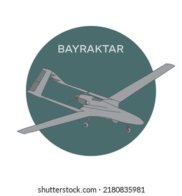 bayraktar. vector stock illustration. Turkish strike operational-tactical medium-altitude UAV with an internal combustion engine and a pusher-type propeller. military system.