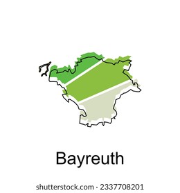 Bayreuth map, colorful outline regions of the German country. Vector illustration template design
