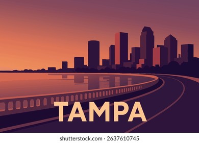 Bayshore Boulevard in Tampa offers a stunning view of the city skyline, especially at dusk, when the city lights shine against the backdrop of Tampa Bay