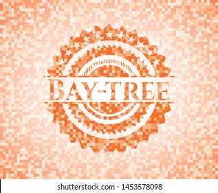 Bay-tree abstract emblem, orange mosaic background