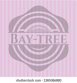 Bay-tree badge with pink background. Vector Illustration. Detailed.