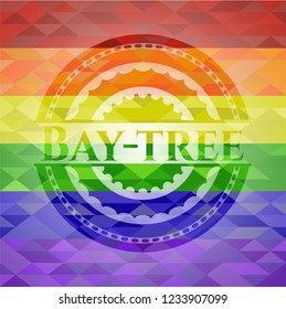 Bay-tree emblem on mosaic background with the colors of the LGBT flag