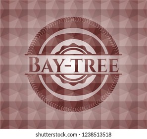 Bay-tree red emblem with geometric background. Seamless.