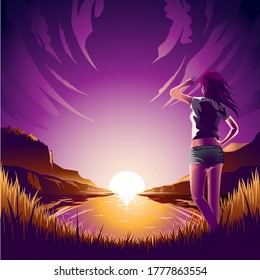 Bayview afternoon vector illustration background