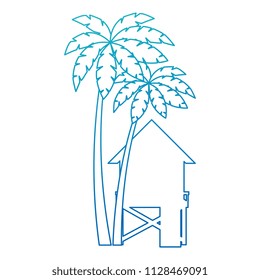 baywatch booth building with trees palms