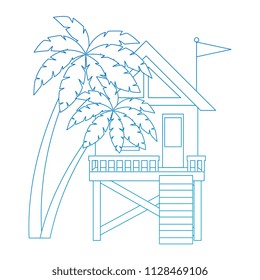 baywatch booth building with trees palms