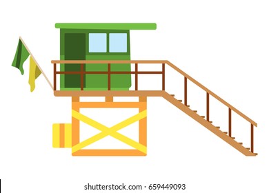Baywatch house flat icon. Cartoon Vector illustration.