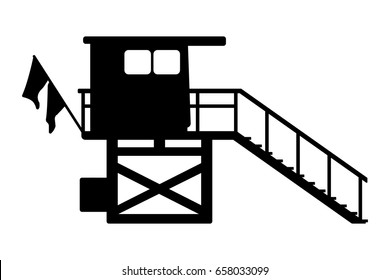 Baywatch house flat icon. Silhouette Vector illustration.