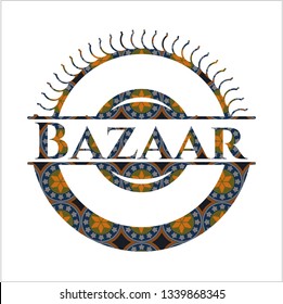 Bazaar arabic style badge. Arabesque decoration.