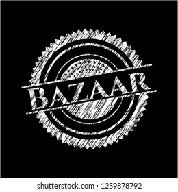 Bazaar chalkboard emblem on black board