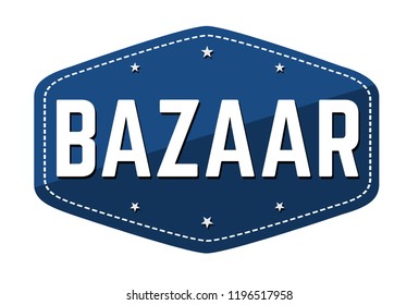 Basar-Etikett oder -Aufkleber auf weißem Hintergrund, Vektorgrafik