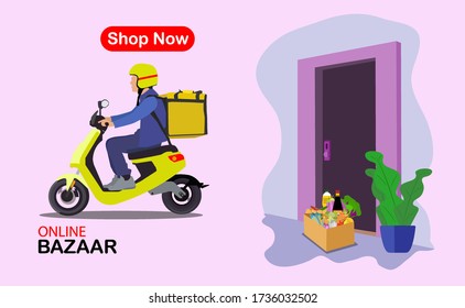 Entrega de servicios de compras en línea en Bazaar. Solicite su producto en casa o en la oficina.