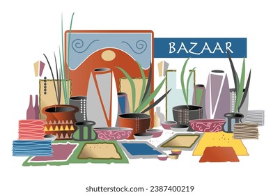 Bazaar, sign and exposition of products