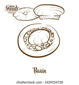 Bazin Bread Vector Drawing Food Sketch Stock Vector (Royalty Free ...