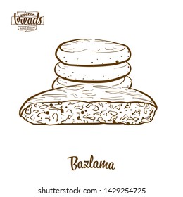 Bazlama bread vector drawing. Food sketch of Flatbread, usually known in Turkey. Bakery illustration series.