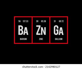 Baznga - Periodic Table of Elements on black background in vector illustration. For periodic table poster, photo album, photo overlays, wall art, and t-shirts.