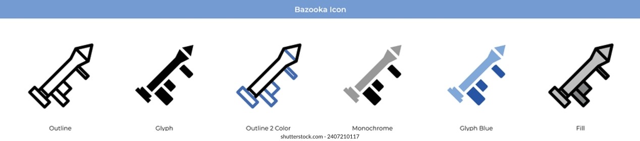 Bazooka Army Icon Set Vector