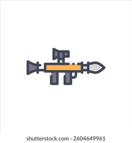 Bazooka filled outline icon. rocket launcher color line illustration.
