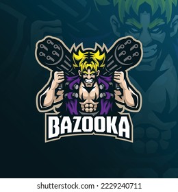 bazooka Maskottlogo Design Vektor mit modernem Illustrationsstil für Abzeichen-, Emblem- und T-Shirt-Druck. wütende Bazooka-Illustration.