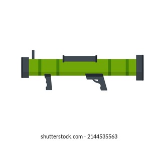 Bazooka. Rocket Launcher. Large Cannon With Missile. Military Equipment. Grenade Launcher. Flat Cartoon