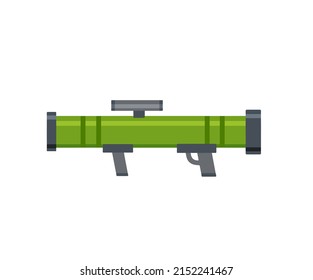 Bazooka. Rocket launcher. Large cannon with missile. Military equipment.