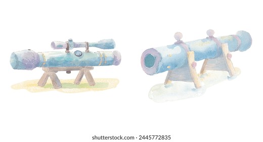 Ilustración vectorial de acuarela de arma bazooka 