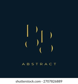 BB Abstractas diseño de logotipo dorado. Abstractas composición de símbolos de oro sobre un fondo azul marino oscuro