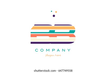 bb b b  alphabet letter logo colors colorful line stripe font creative text dots company vector icon design template