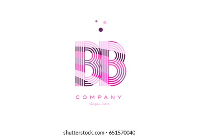 bb b b  alphabet letter logo pink purple line font creative text dots company vector icon design template