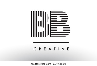 BB B B Black and White Letter Logo Design with Vertical and Horizontal Lines.