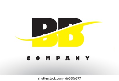 BB B B  Black and Yellow Letter Logo with White Swoosh and Curved Lines.