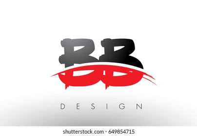 BB B B Brush Logo Letters Design with Red and Black Colors and Brush Letter Concept.